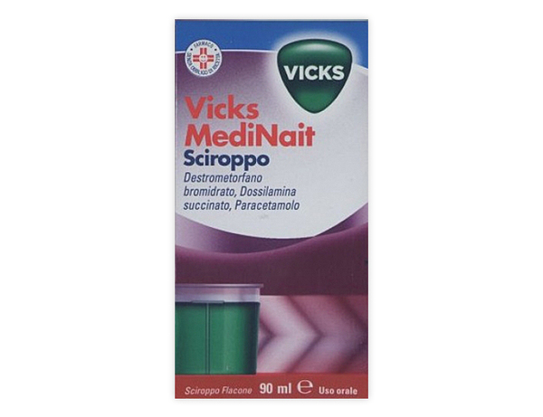 VICKS MEDINAIT 0,5 MG/ML + 0,25 MG/ML + 20 MG/ML SCIROPPO - 0,5 mg/ml + 0,25 mg/ml + 20 mg/ml sciroppo flacone in vetro da 90 ml con bicchiere dosatore