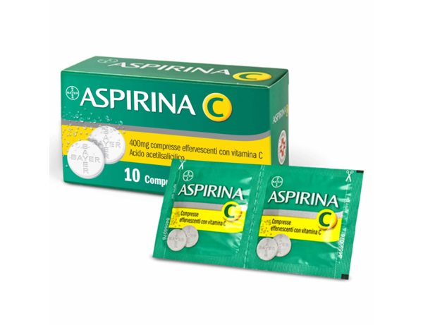 ASPIRINA 400 MG COMPRESSE EFFERVESCENTI CON VITAMINA C - 400 mg compresse effervescenti con vitamina c 10 compresse in strip al/pe/carta-pe/al/surlyn