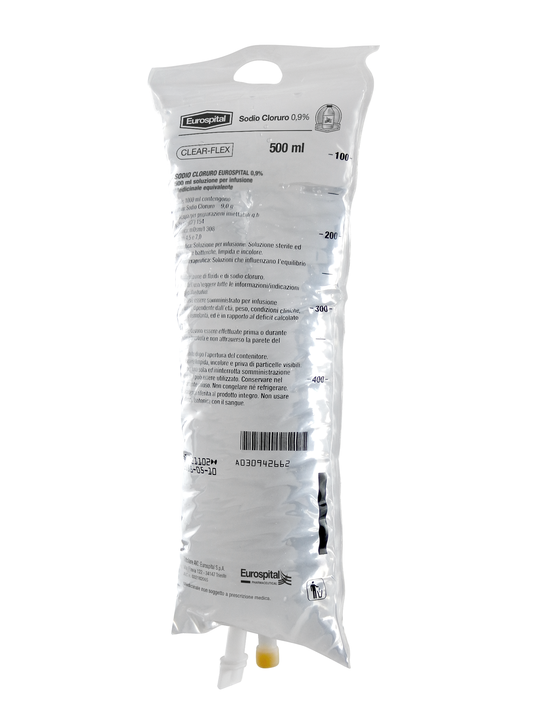 SODIO CLORURO EUROS*0,9% 500ML - Farmacia Del Monaco