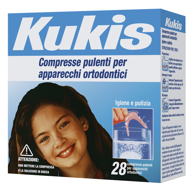 KUKIS CLEANSER 28 COMPRESSE PER PULIZIA APPARECCHI ORTODONTICI - Farmacia Del Monaco