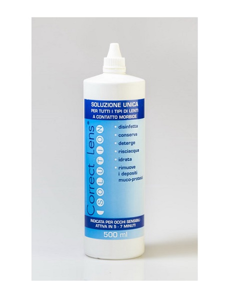 SOLUZIONE OCULARE PER LA CONSERVAZIONE E PULIZIA DELLE LENTIA CONTATTO CORRECT LENS SOLUTION 500ML - Farmacia Del Monaco