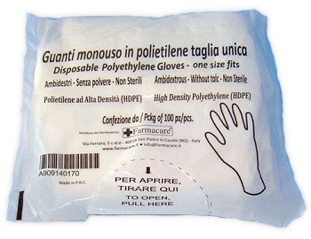 GUANTO MONOUSO IN PVC MISURA UNICA 100 PEZZI - Farmacia Del Monaco