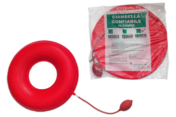 CIAMBELLA GONFIABILE PER INVALIDI IN GOMMA ROSSA TEAM DELUXE CON POMPA 45CM DIAMETRO - Farmacia Del Monaco