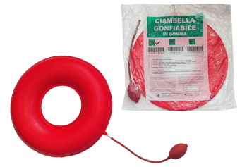 CIAMBELLA GONFIABILE PER INVALIDI IN GOMMA ROSSA TEAM DELUXE CON POMPA 40CM DIAMETRO - Farmacia Del Monaco