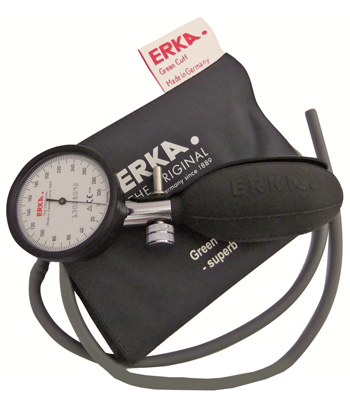 SFIGMOMANOMETRO ANEROIDE KOBOLD ERKA  SCALA DA 300 MMHG CON SUDDIVISIONE DI 2 MM  MANOMETRO DI PRECISIONE IN ALLUMINIO ANODIZZATO E MONOPALLA INCORPORATA  MODELLO A 1 TUBO - Farmacia Del Monaco