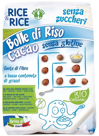 RICE&RICE BOLLE DI RISO AL CACAO 150 G SENZA LIEVITO - Farmacia Del Monaco