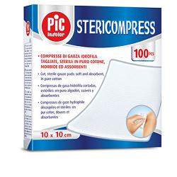 GARZA COMPRESSA IDROFILA PIC STERICOMPRESS 10X10 CM 4 BUSTE  25 PEZZI - Farmacia Del Monaco