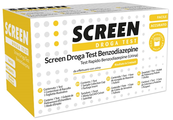 SCREEN DROGA TEST BENZODIAZEPINE TEST ANTIDROGA CON CONTENITORE URINA - Farmacia Del Monaco