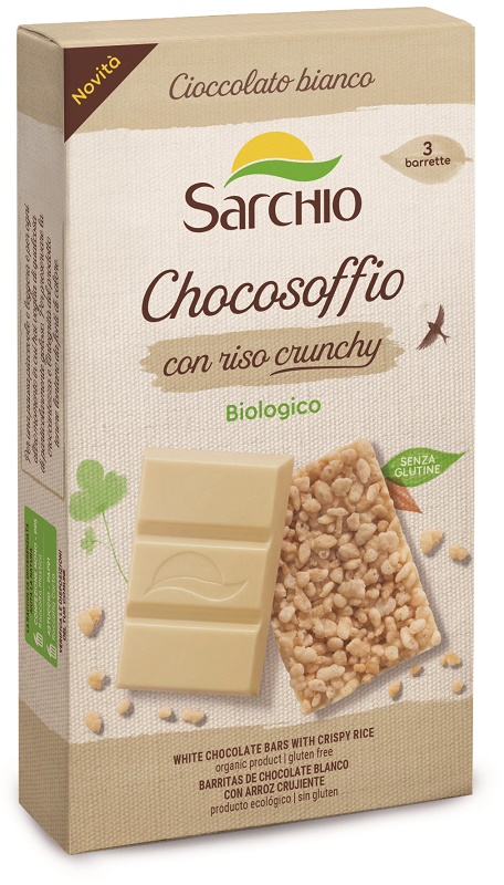 CHOCOSOFFIO BARRETTA CIOCCOLATO BIANCO CON RISO CROCCATE 3 PEZZI DA 25 G - Farmacia Del Monaco