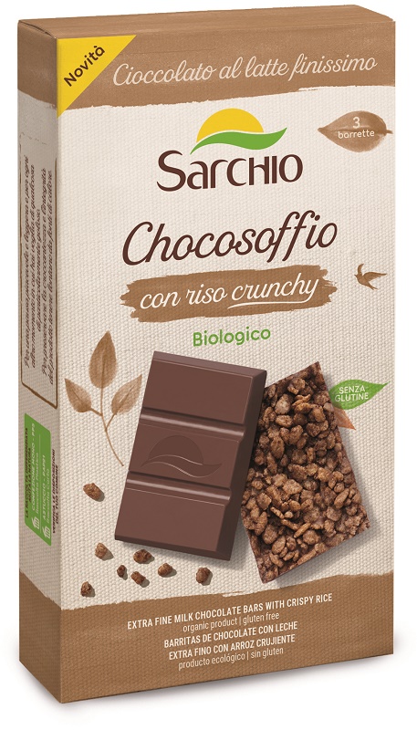 CHOCOSOFFIO BARRETTA CIOCCOLATO LATTE FINISSIMO E RISO CROCCANTE 3 PEZZI DA 25 G - Farmacia Del Monaco