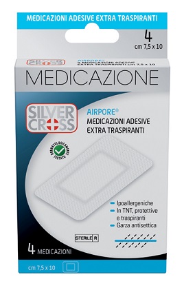 SILVER CROSS AIRPORE MEDICAZIONE ADESIVA 7,5X10 CM 4 PEZZI - Farmacia Del Monaco