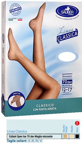 SAUBER COLLANT OPEN TOE MAGLIA MICRORETE 70 DEN COLORE NEUTRO BEIGE 3 LINEA CLASSICA - Farmacia Del Monaco