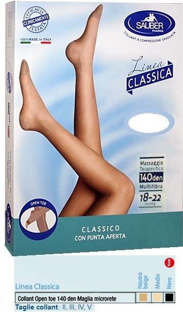 SAUBER COLLANT OPEN TOE MAGLIA MICRORETE 140 DEN COLORE MEDIO 4 LINEA CLASSICA - Farmacia Del Monaco