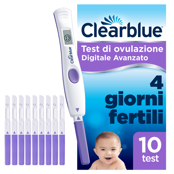 TEST DI OVULAZIONE CLEARBLUE DIGITALE AVANZATO 10 PEZZI - Farmacia Del Monaco