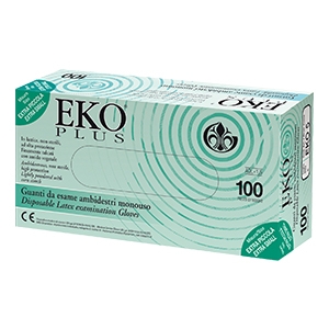 GUANTO IN LATTICE SUPERFICIE LISCIA TALCATO 100 PEZZI ARTICOLO EKO 7 - Farmacia Del Monaco