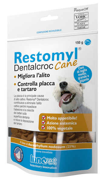 RESTOMYL DENTALCROC CANI TAGLIA MEDIA GRANDE E GIGANTE BUSTA 150 G - Farmacia Del Monaco