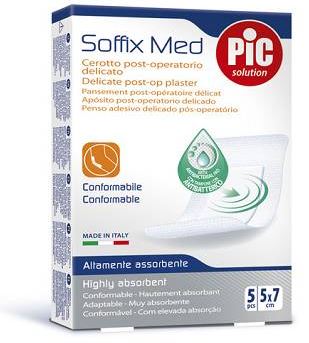 CEROTTO PIC SOFFIX MED IN TNT CON TAMPONE CENTRALE ASSORBENTE STERILE MONOUSO 5X7 CM ANTIBATTERICO 5 PEZZI - Farmacia Del Monaco