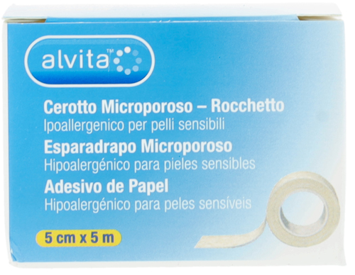 CEROTTO MICROPOROSO IN ROCCHETTO ALVITA IPOALLERGENICO PER PELLI SENSIBILI 5X500CM - Farmacia Del Monaco