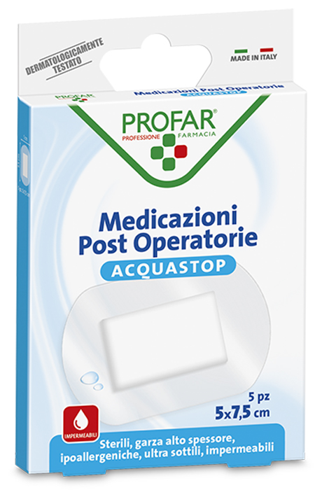 ACQUASTOP MEDICAZIONE POST OPERATORIA 5X7,5 CM PROFAR MED 5 PEZZI - Farmacia Del Monaco