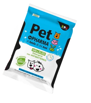 PET IN PHARMA SALVIETTE UMIDIFICATE IGIENIZZANTI CON ANTIBATTERICO PER ADULTI E BAMBINI 20 PEZZI - Farmacia Del Monaco