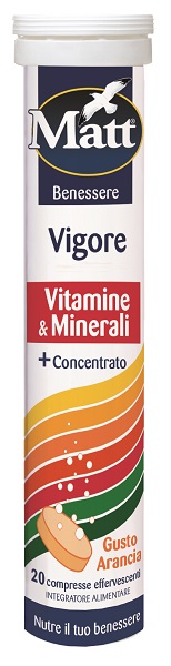 MATT BENESSERE VIGORE VITAMINE & MINERALI 20 COMPRESSE EFFERVESCENTI GUSTO ARANCIA - Farmacia Del Monaco
