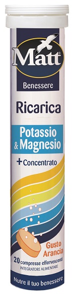 MATT BENESSERE RICARICA POTASSIO & MAGNESIO 20 COMPRESSE EFFERVESCENTI GUSTO ARANCIA - Farmacia Del Monaco