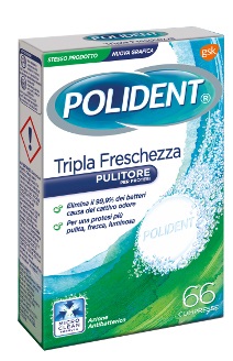POLIDENT TRIPLA FRESCHEZZA 66 COMPRESSE - Farmacia Del Monaco