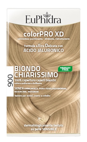 EUPHIDRA COLORPRO XD 900 BIONDO CHIARISSIMO GEL COLORANTE CAPELLI IN FLACONE + ATTIVANTE + BALSAMO + GUANTI - Farmacia Del Monaco