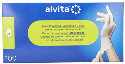 GUANTI DA ISPEZIONE ALVITA IN LATTICE TALCATI M 100 PEZZI - Farmacia Del Monaco