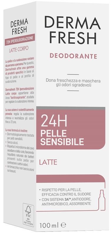 DERMAFRESH 24H PELLE SENSIBILE LATTE 100 ML - Farmacia Del Monaco