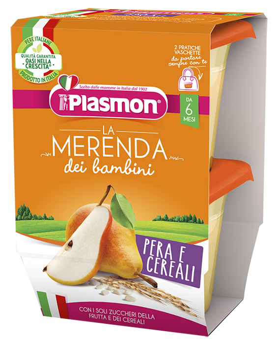 PLASMON LA MERENDA DEI BAMBINI SAPORI DI NATURA PERA CEREALI ASETTICO 2 X 120 G - Farmacia Del Monaco