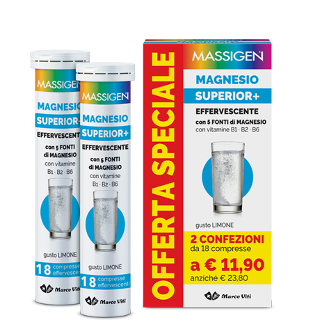 MASSIGEN MAGNESIO SUPERIOR 18+18 COMPRESSE EFFERVESCENTI - Farmacia Del Monaco