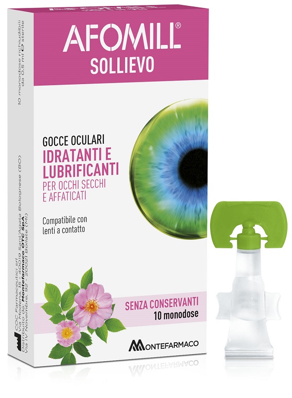 AFOMILL SOLLIEVO GOCCE OCULARI OCCHI 10 FIALE DA 0,5 ML - Farmacia Del Monaco