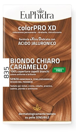 EUPHIDRA COLORPRO GEL COLORANTE CAPELLI XD 835 CARAMELLO 50 ML + ATTIVANTE + BALSAMO + GUANTI - Farmacia Del Monaco