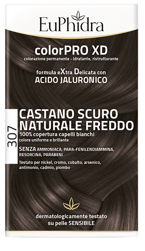 EUPHIDRA COLORPRO XD 307 CASTANO SCU NATURALE F COLORE + ATTIVANTE + BALSAMO + CUFFIA + GUANTI - Farmacia Del Monaco