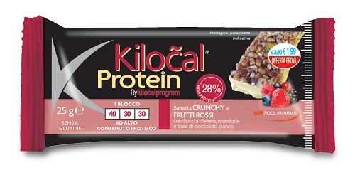 KILOCAL PROTEIN BARRETTA CIOCCOLATO BIANCO COCCO FRUTTI ROSSI 25 G - Farmacia Del Monaco