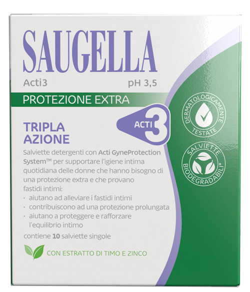 SAUGELLA ACTI3 SALVIETTINE 10 PEZZI - Farmacia Del Monaco