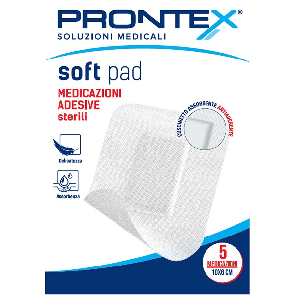 MEDICAZIONE ADESIVA STERILE PRONTEX SOFT PAD 10X6 CM 5 PEZZI - Farmacia Del Monaco