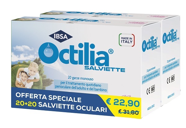 SALVIETTE PERIOCULARI OCTILIA BIPACK 20+20 GARZE MONOUSO - Farmacia Del Monaco