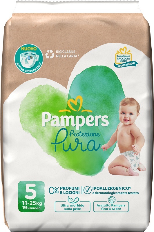 PAMPERS PROTEZIONE PURA JUNIOR PANNOLINI 19 PEZZI - Farmacia Del Monaco
