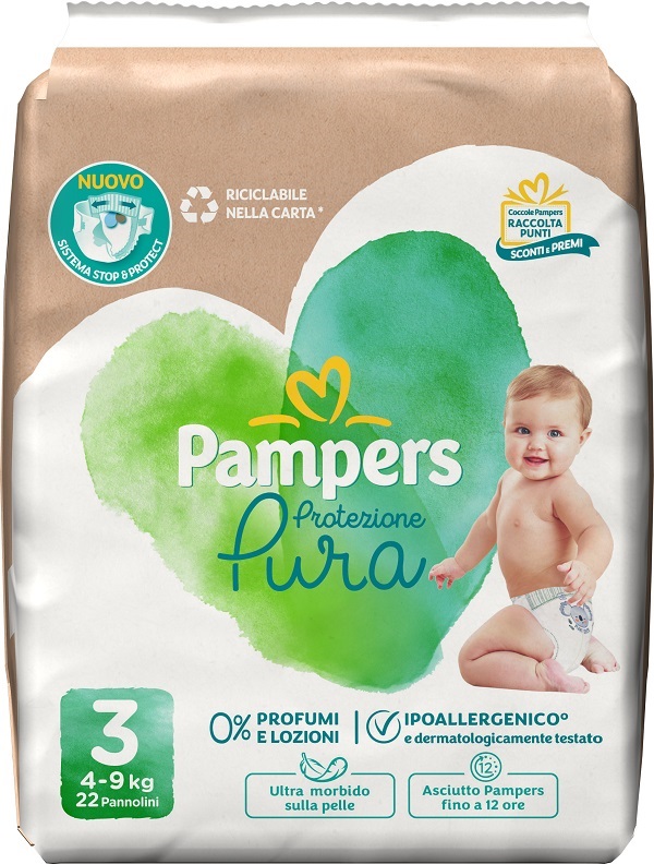 PAMPERS PROTEZIONE PURA MIDI PANNOLINI 22 PEZZI - Farmacia Del Monaco