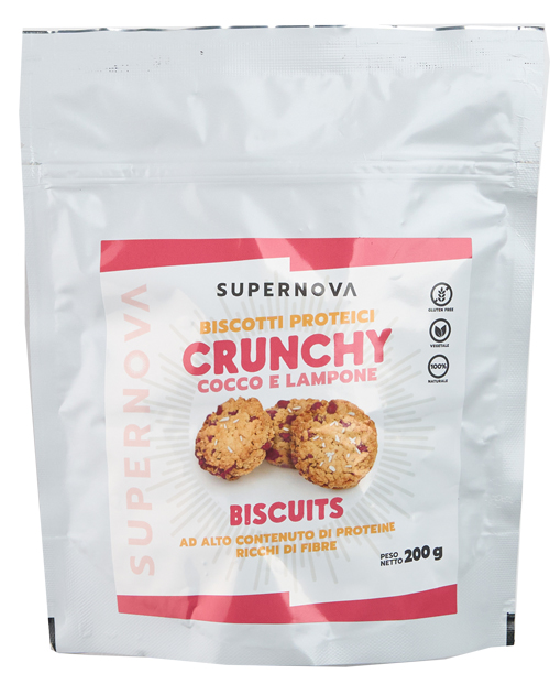 SUPERNOVA CRUNCHY BISCUITS LAMPONE E COCCO 200 G - Farmacia Del Monaco