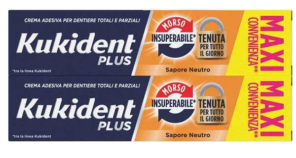 KUKIDENT BIPACCO MORSO INSUPERABILE CREMA ADESIVA DENTIERE 57 G X 2 - Farmacia Del Monaco