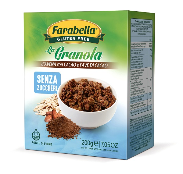 FARABELLA GLUTEN FREE LA GRANOLA D'AVENA CON CACAO E FAVE DI CACAO SENZA ZUCCHERI SENZA LATTOSIO 200 G - Farmacia Del Monaco