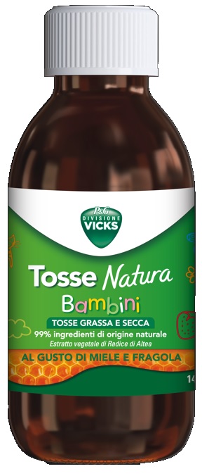 VICKS TOSSE NATURA BAMBINI TOSSE GRASSA E SECCA GUSTO MIELE E FRAGOLA 140 ML - Farmacia Del Monaco