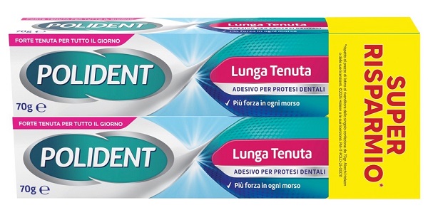 ADESIVO PROTESI DENTALI POLIDENT LUNGA TENUTA 2 TUBETTI X 70 G - Farmacia Del Monaco