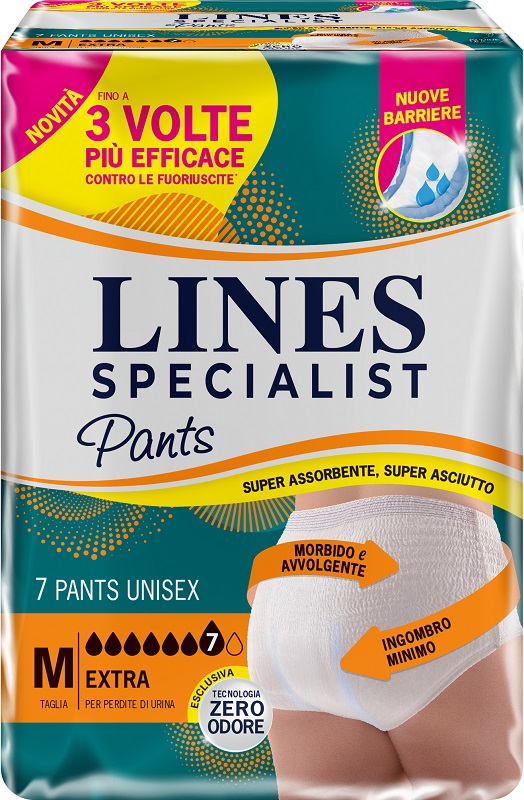 PANNOLONE PER INCONTINENZA LINES SPECIALIST PANTS EXTRA UNISEX M 7 PEZZI - Farmacia Del Monaco
