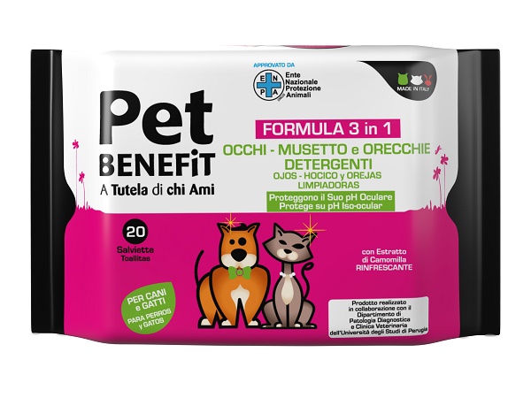 PET BENEFIT SALVIETTE OCCHI/MUSETTO/ORECCHIE 20 PEZZI - Farmacia Del Monaco