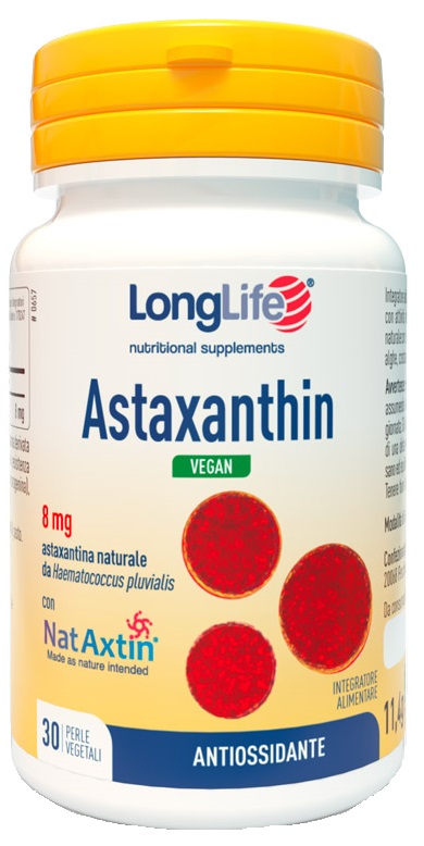 LONGLIFE ASTAXANTHIN VEGAN 8 MG 30 PERLE VEGETALI SENZA GLUTINE - Farmacia Del Monaco