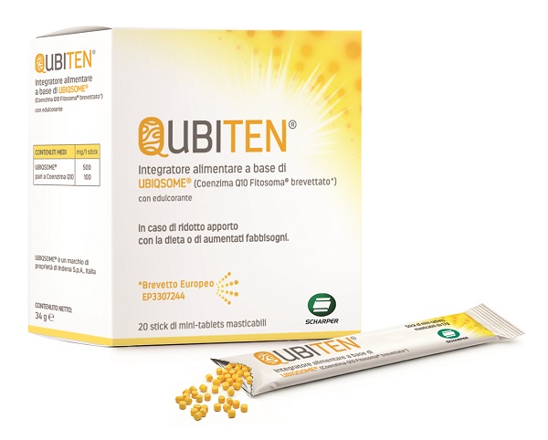 QUBITEN 20 STICK DI MINITABLET MASTICABILI A BASE DI UBIQSOME - Farmacia Del Monaco